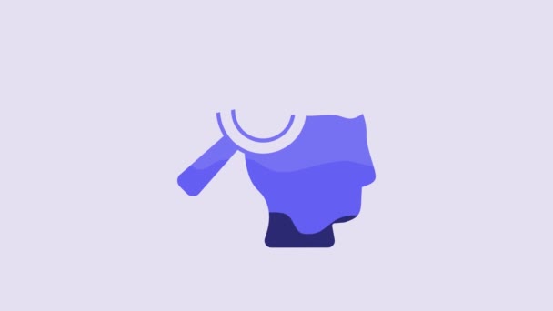 Lupa Azul Para Buscar Trabajo Icono Aislado Sobre Fondo Púrpura — Vídeos de Stock