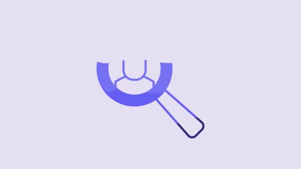 Blue Magnifying Glass Search Job Icon Isolated Purple Background Recruitment — 图库视频影像