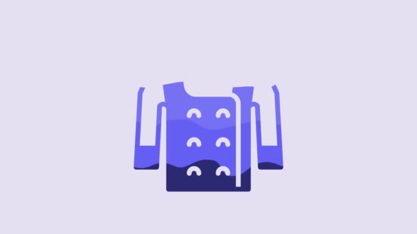 Icône Pull Bleu Isolé Sur Fond Violet Icône Pull Animation — Video