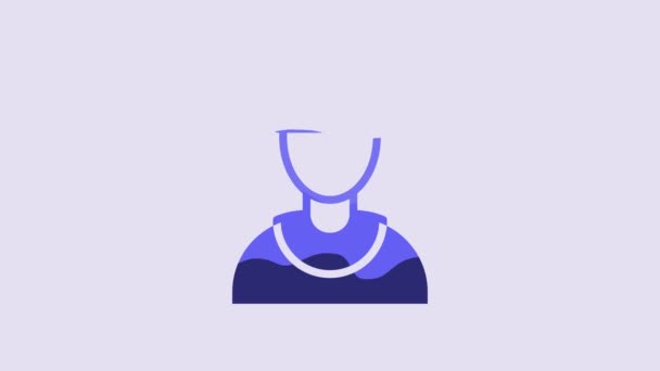 Синий Значок Головы Викинга Выделен Фиолетовом Фоне Видеографическая Анимация — стоковое видео