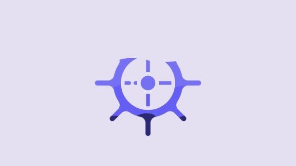 Blue Ship Steering Wheel Icon Isolated Purple Background Video Motion — Stok video