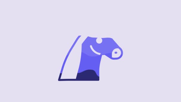 Blue Horse Icoon Geïsoleerd Paarse Achtergrond Dierensymbool Video Motion Grafische — Stockvideo
