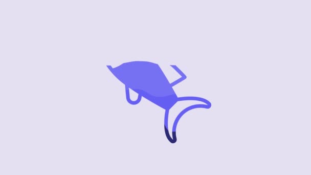Синя Рибна Ікона Ізольована Фіолетовому Тлі Відеографічна Анімація — стокове відео