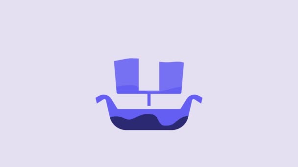 Blue Ancient Viking Scandinavian Drakkar Icon Isolated Purple Background Viking — Stockvideo