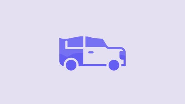 Піктограма Blue Car Ізольована Фіолетовому Фоні Відео Рух Графічна Анімація — стокове відео