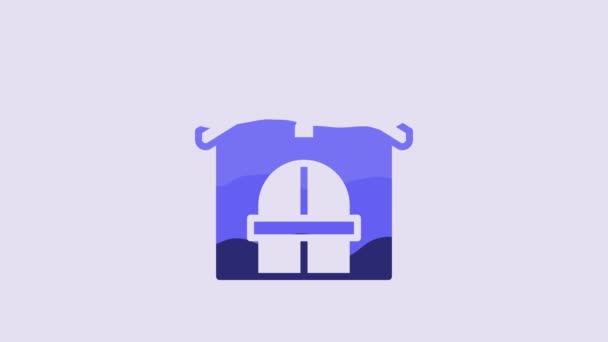 Blue Farm House Icon Isolated Purple Background Video Motion Graphic — 图库视频影像