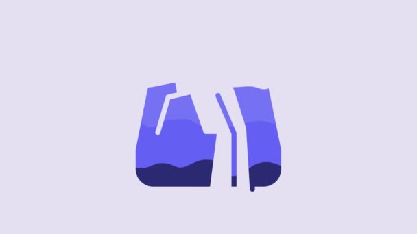 Ícone Cachoeira Azul Isolado Fundo Roxo Animação Gráfica Movimento Vídeo — Vídeo de Stock