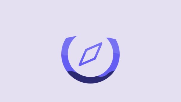 Icône Boussole Bleue Isolée Sur Fond Violet Windrose Symbole Navigation — Video