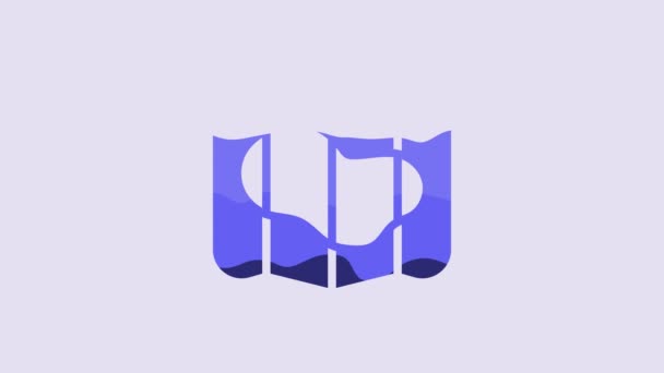 Blue Map Iceland Icon Isolated Purple Background Video Motion Graphic — Vídeos de Stock
