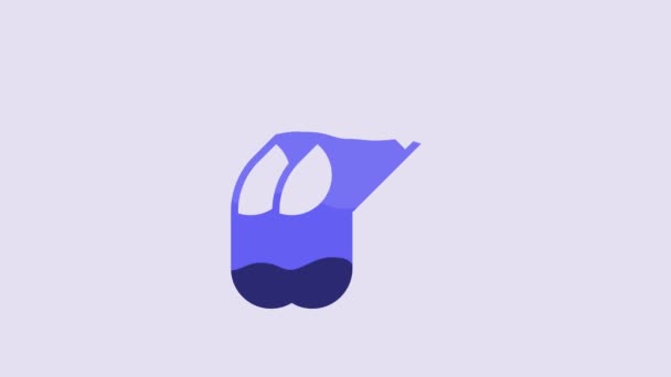 Icône Chaussettes Bleues Isolées Sur Fond Violet Animation Graphique Mouvement — Video