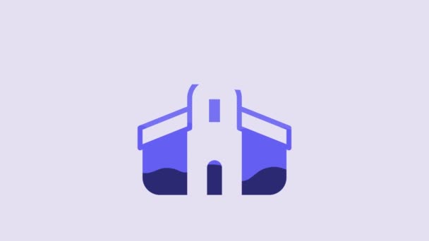Ікона Синьої Церкви Ізольована Фіолетовому Фоні Християнська Церква Релігія Церкви — стокове відео