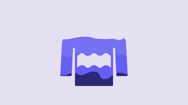 Icona Blu Maglione Isolato Sfondo Viola Icona Del Pullover Animazione — Video Stock