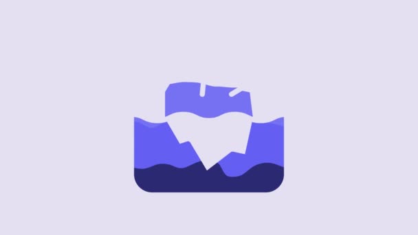 Blue Iceberg Icon Isolated Purple Background Video Motion Graphic Animation — Stockvideo