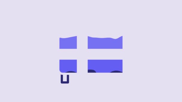 在紫色背景上孤立的冰岛蓝旗图标 4K视频运动图形动画 — 图库视频影像