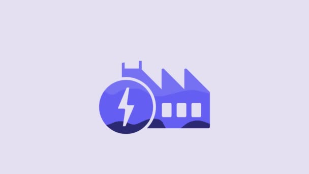 Icona Della Centrale Nucleare Blu Isolata Sfondo Viola Concetto Industriale — Video Stock