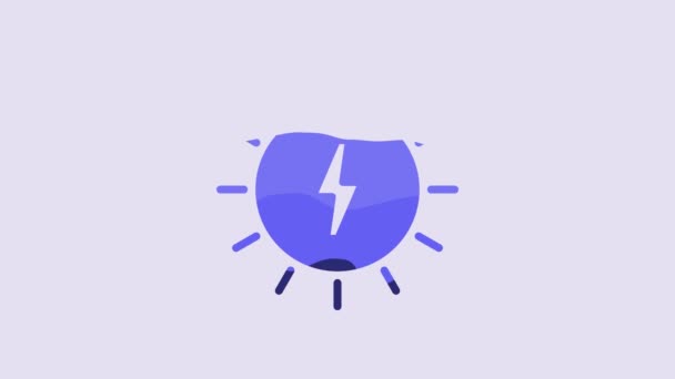 Blaues Solarpaneel Symbol Isoliert Auf Lila Hintergrund Sonne Mit Blitz — Stockvideo