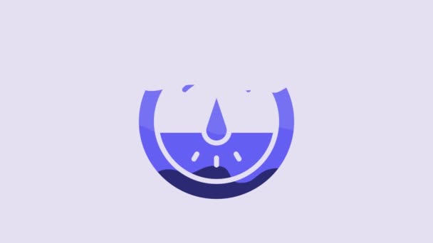 Blue Electric Meter Icon Isolated Purple Background Video Motion Graphic — Stockvideo