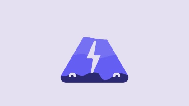 Azul Icono Señal Alto Voltaje Aislado Sobre Fondo Púrpura Símbolo — Vídeos de Stock