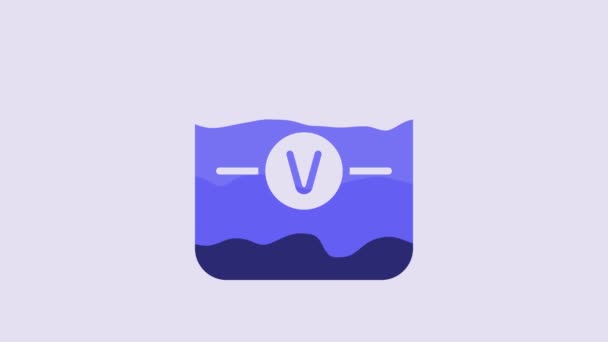 Blaues Voltmeter Symbol Für Elektronische Komponenten Isoliert Auf Violettem Hintergrund — Stockvideo