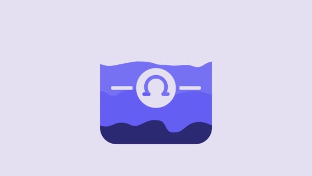 Blue Ohmmeter Icon Isolated Purple Background Video Motion Graphic Animation — Videoclip de stoc