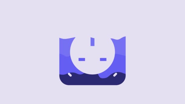 Blue Electrical Outlet Icon Isolated Purple Background Power Socket Rosette — Vídeo de Stock