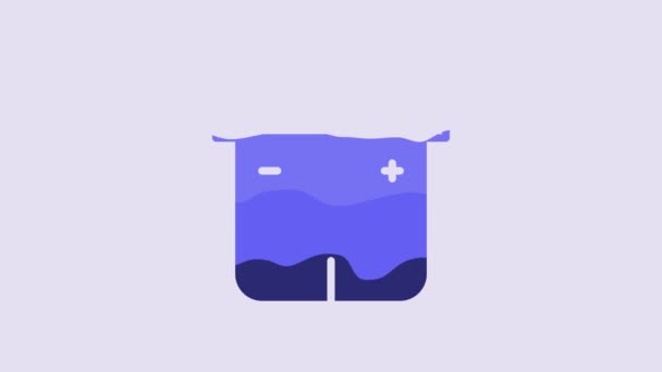 Blue Car Battery Icon Isolated Purple Background Accumulator Battery Energy — 图库视频影像
