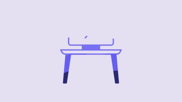 Icône Support Table Bleu Isolé Sur Fond Violet Animation Graphique — Video