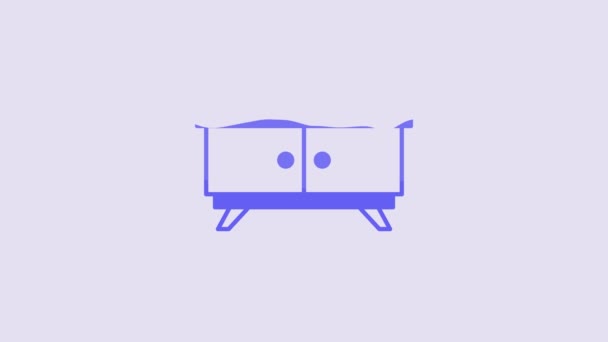 Blue Furniture Nightstand Icon Isolated Purple Background Video Motion Graphic — Stockvideo