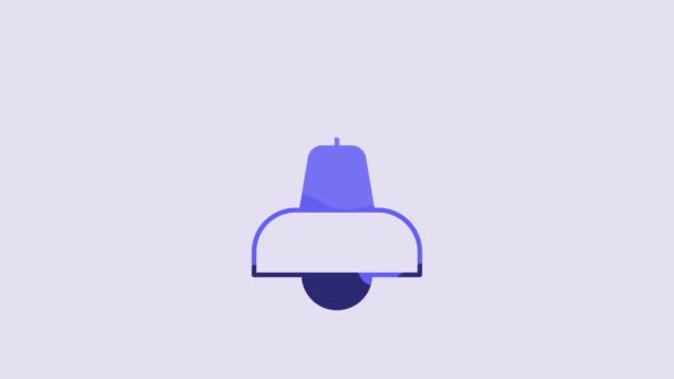 Blue Lamp Hanging Icon Isolated Purple Background Ceiling Lamp Light — Vídeo de Stock