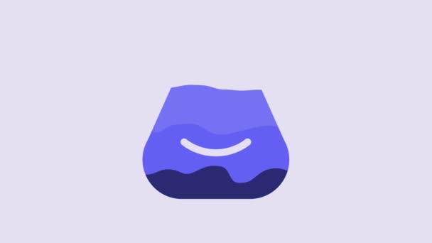 Синий Значок Pouf Выделен Фиолетовом Фоне Мягкий Стул Сумка Сидения — стоковое видео