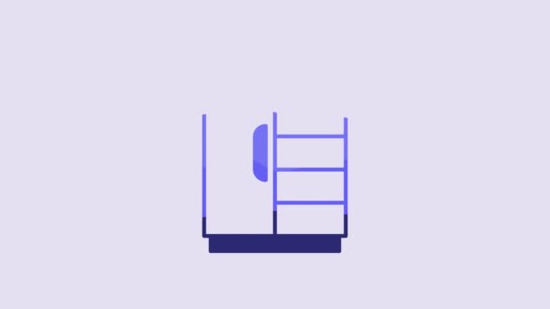 Icono Armario Azul Aislado Sobre Fondo Púrpura Signo Del Armario — Vídeo de stock