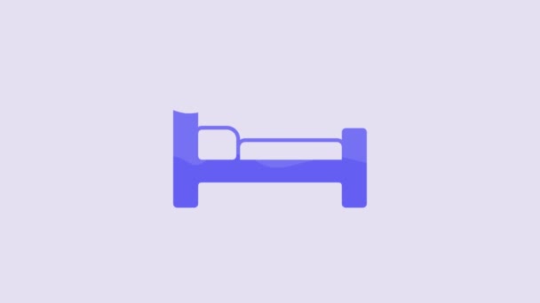 Ikona Blue Bed Odizolowana Fioletowym Tle Animacja Graficzna Ruchu Wideo — Wideo stockowe