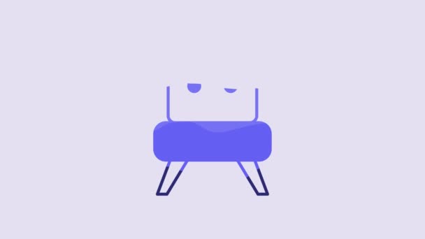 Blue Armchair Icon Isolated Purple Background Video Motion Graphic Animation — Wideo stockowe
