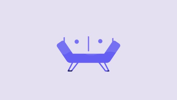 Blue Sofa Icon Isolated Purple Background Video Motion Graphic Animation — Video
