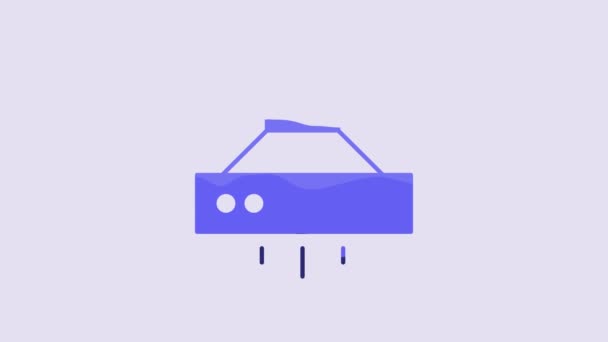 紫色の背景に隔離されたブルーキッチン抽出ファンアイコン クッカーフード 台所の排気 家電製品だ 4Kビデオモーショングラフィックアニメーション — ストック動画