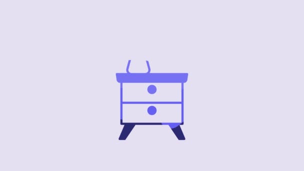 Blue Furniture Nightstand Lamp Icon Isolated Purple Background Video Motion — Wideo stockowe