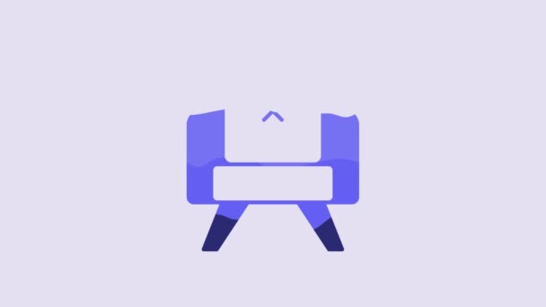 Sillón Azul Icono Aislado Sobre Fondo Púrpura Animación Gráfica Vídeo — Vídeo de stock