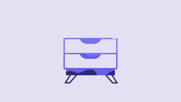 Blue Furniture Nachtkastje Pictogram Geïsoleerd Paarse Achtergrond Video Motion Grafische — Stockvideo