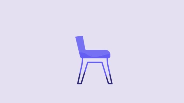 Ícone Cadeira Azul Isolado Fundo Roxo Animação Gráfica Movimento Vídeo — Vídeo de Stock