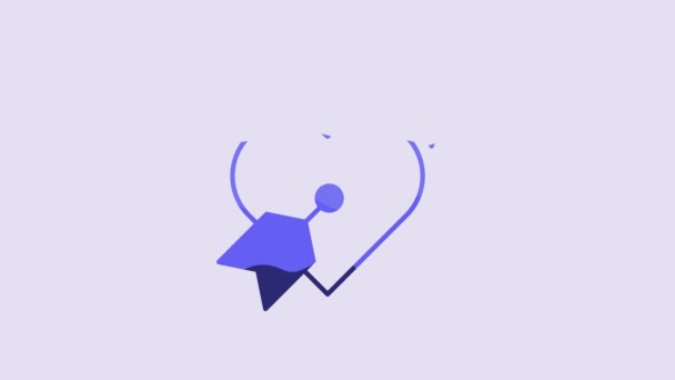Символ Блакитного Амура Іконою Серця Стріл Ізольований Фіолетовому Фоні Знак — стокове відео