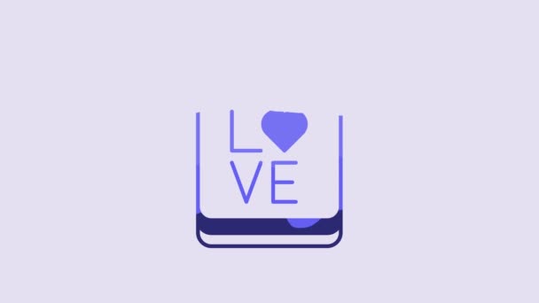 蓝色日历 2月14日图标分离紫色背景 情人节 爱情的象征4K视频运动图形动画 — 图库视频影像