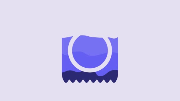 Préservatif Bleu Dans Icône Paquet Isolé Sur Fond Violet Symbole — Video