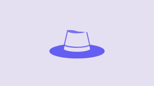 Blue Man Hat Ribbon Icon Isolated Purple Background Video Motion — Stock Video