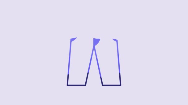 Icono Pantalones Azules Aislado Sobre Fondo Púrpura Firma Pantalones Animación — Vídeos de Stock