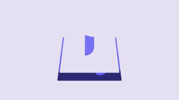 Icono Falda Azul Aislado Sobre Fondo Púrpura Animación Gráfica Vídeo — Vídeos de Stock