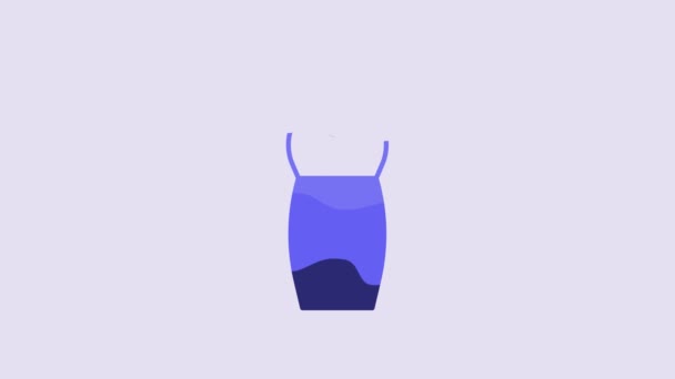 Blue Woman Dress Icon Isolated Purple Background Clothes Sign Video — Vídeo de stock