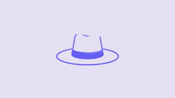Μπλε Καπέλο Man Κορδέλα Εικονίδιο Απομονώνονται Μωβ Φόντο Γραφική Κίνηση — Αρχείο Βίντεο