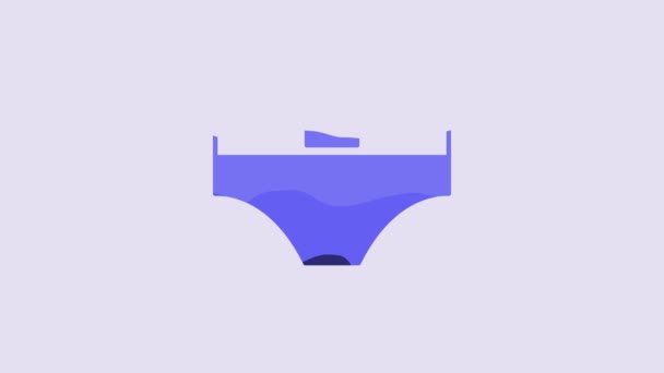 蓝色男子内裤图标孤立在紫色背景 男式内裤4K视频运动图形动画 — 图库视频影像