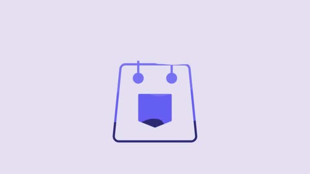 Icono Del Bolso Azul Aislado Sobre Fondo Púrpura Señal Bolso — Vídeo de stock