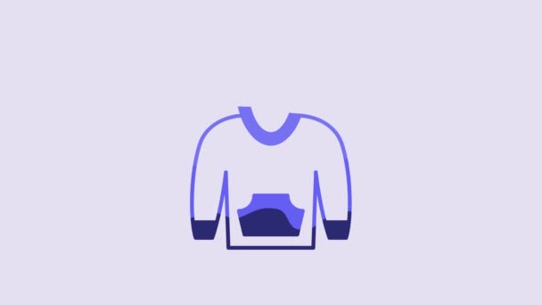 Blue Hoodie Icon Isolated Purple Background Hooded Sweatshirt Video Motion — Wideo stockowe